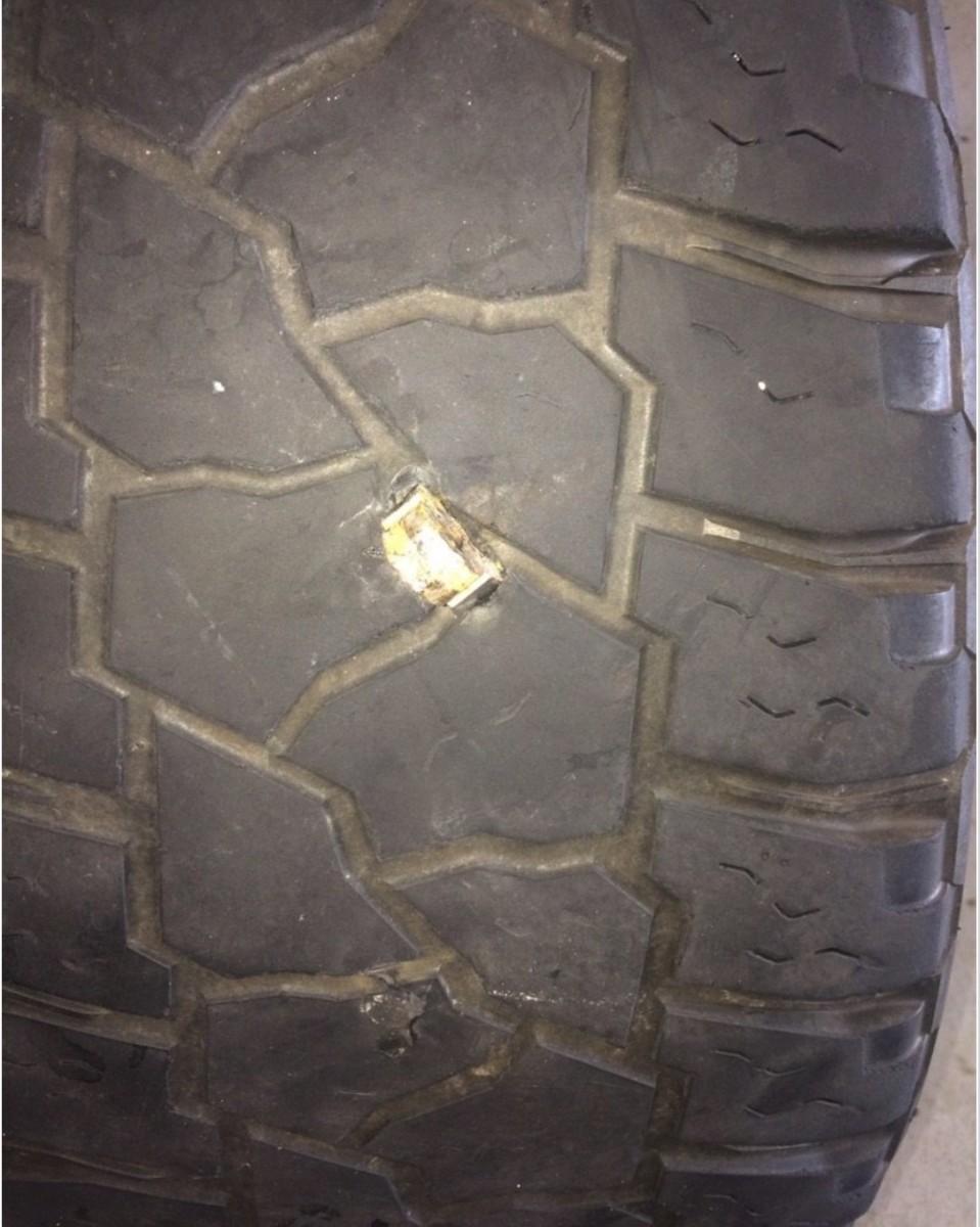 hole in 4x4 diesel truck tire